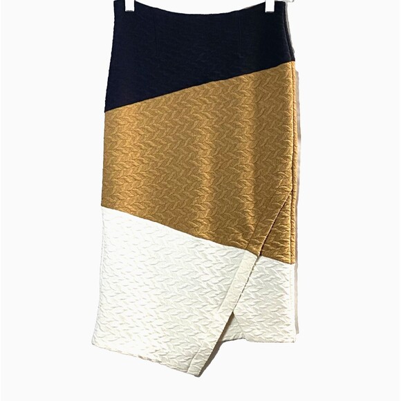 HD In Paris Dresses & Skirts - HD in Paris Textured Knit Pencil Skirt Womens 4 Asymmetrical Multi Color Block